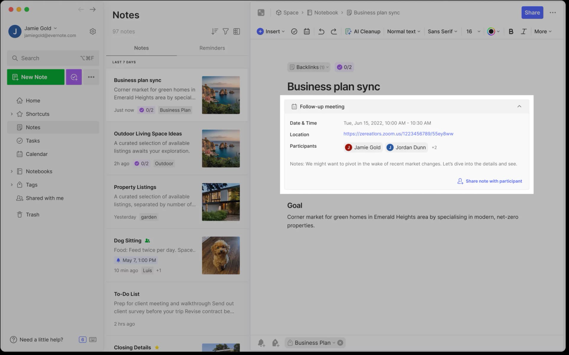 A UI rappresentation of calendar-master-your-meetings