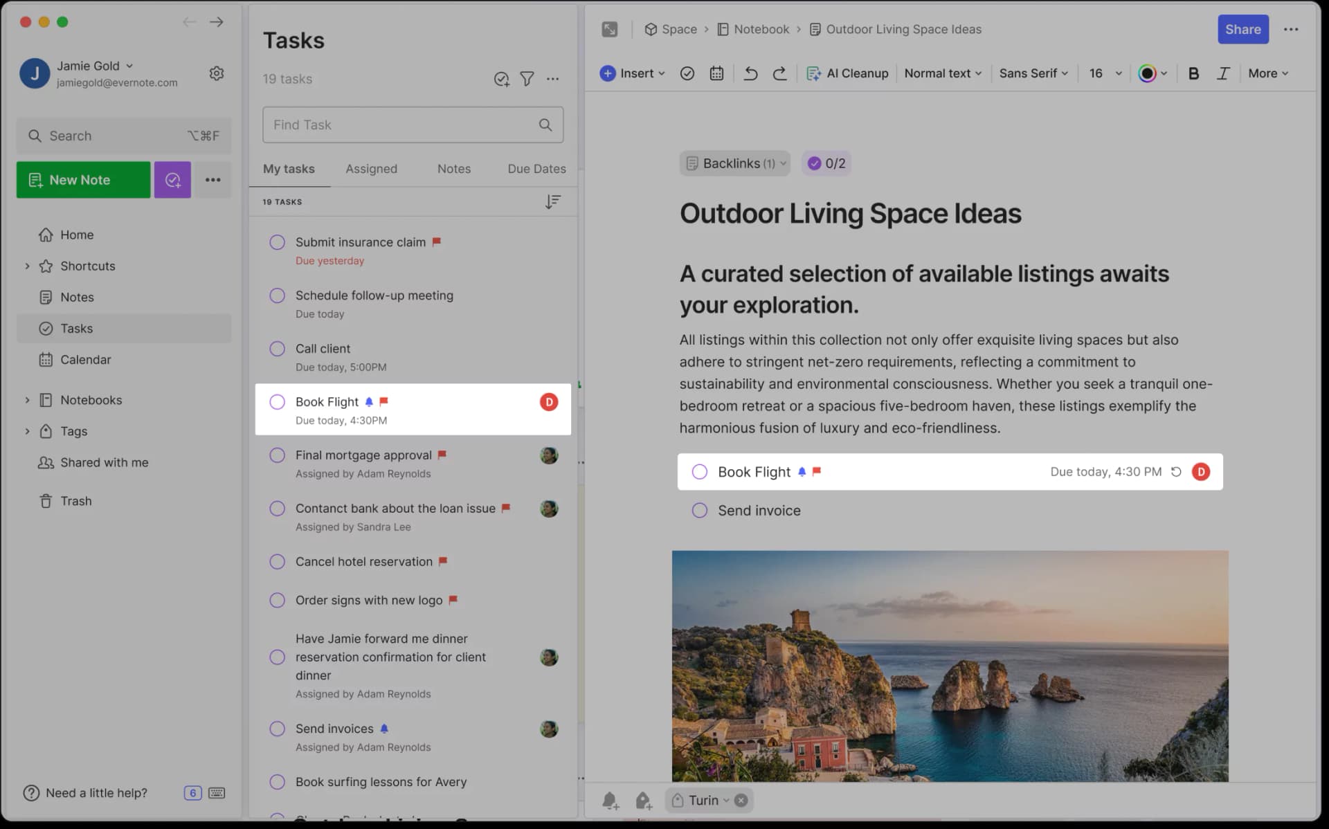 A UI rappresentation of tasks-stay-in-sync