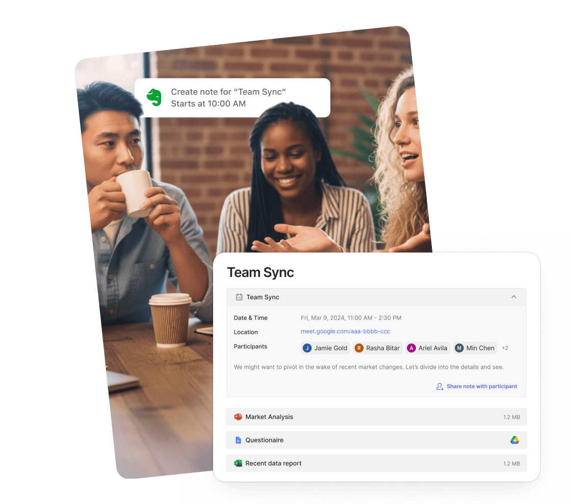 A UI rappresentation of meeting-notes-alert