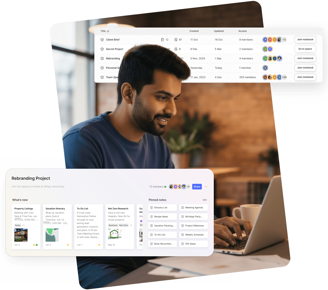 A UI rappresentation of notebooks